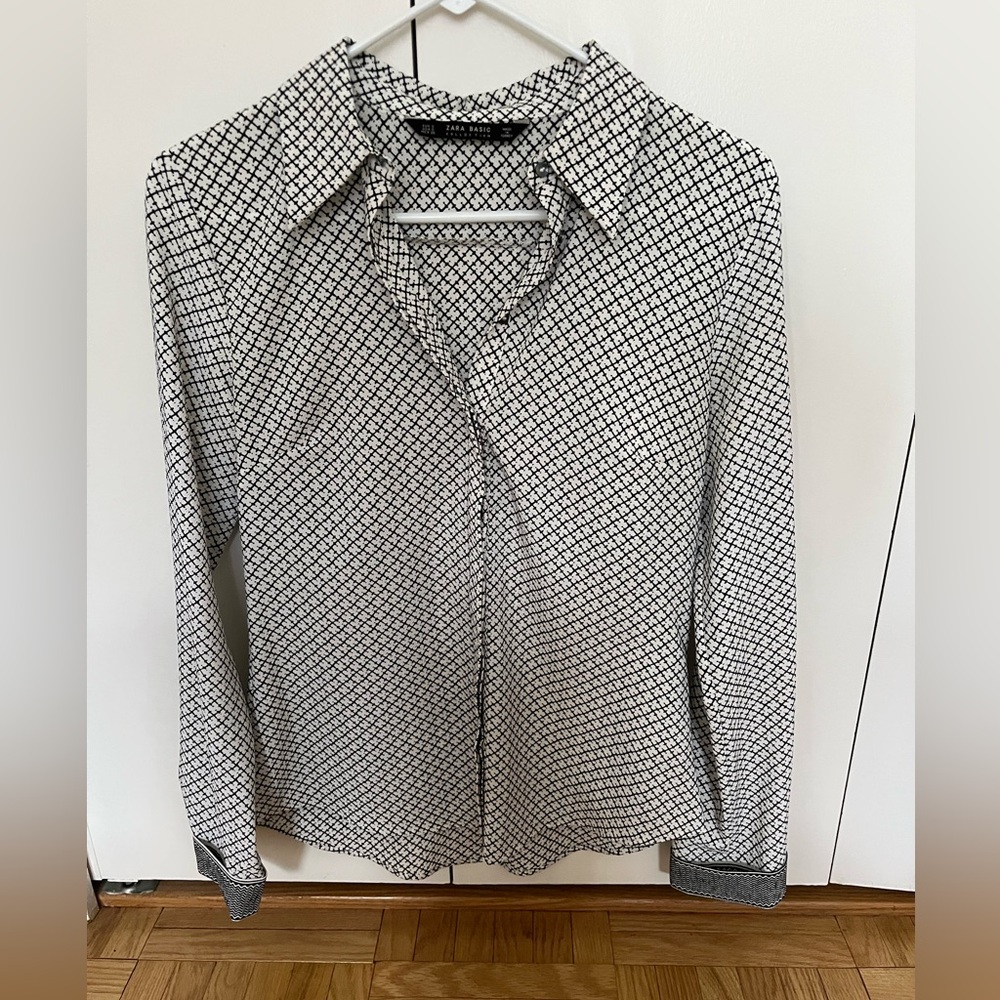 NWOT! Zara Monochrome Grid Pattern Shirt